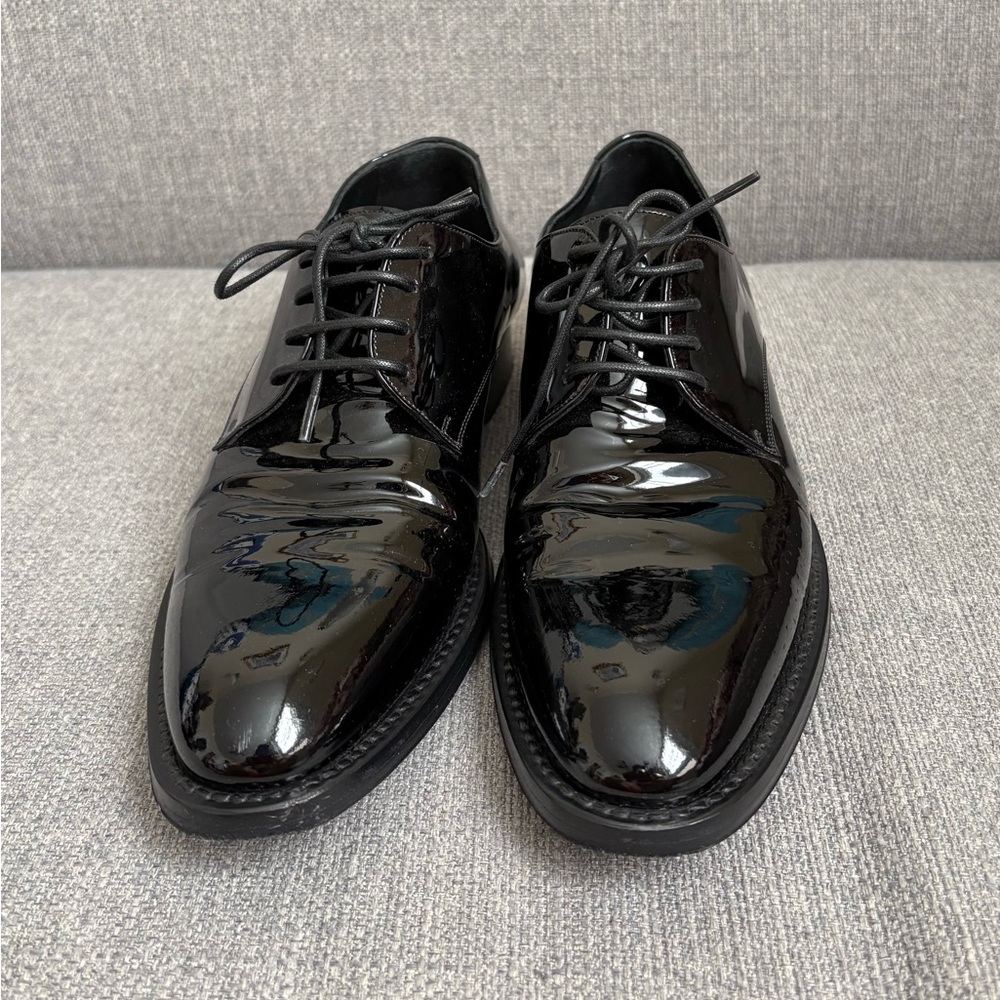 Saint Laurent Black Patent Leather Derby Oxfords